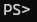 The default PowerShell prompt, showing only PS and a greater-than sign